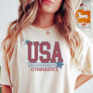 Gymnastics Shirt, USA Gymnastics Shirt, America Tshirt, Sportive Tee, Summer Games Shirt, USA Shirt, Gift for Gymnast, Comfort Colors