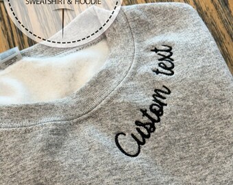 Sudadera con texto personalizado, sudadera bordada, regalo personalizado, sudadera para el día de la madre, regalo para San Valentín, diseños de pareja personalizados