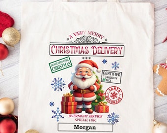 Christmas Tote Bag, Santa Gift Bag, Xmas Party Bag, Christmas Present Bag, Party Tote Bag, North Pole Tote Bag, Gift For Christmas