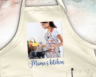 Custom Photo Apron, Personalized Apron, Photo Apron, Personalized Text Apron, Gift for Her, Personalized Gift, Christmas, Faux Glitter Apron