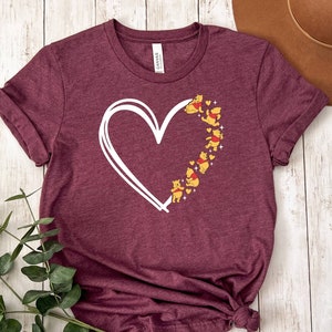Pooh Bear T-shirt, Disney Shirt, Heart Shirt, Disney Characters Shirt, Retro Cartoon Shirt, Disney Mom Shirt, Family Trip Tee, Love Shirt