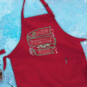 Baking Christmas Cheer Apron, Christmas Apron, Cookie Apron, Christmas Gift for Her, Bakery Apron, Mom Apron, Christmas Gift, Cook Apron