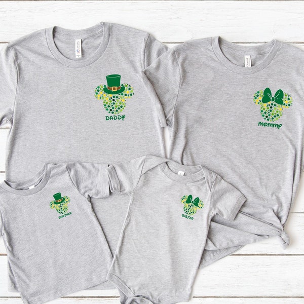 Custom Pocket Design Family Shirts, St Patricks Day Shirt, Personalized Irish Family Tees, Disney Shirt, Mickey Mouse Shirt, Happy Irish Day