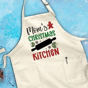 Moms Christmas Kitchen Apron, Christmas Cookie Apron, Xmas Festive, Mom Apron, Family Dinner, Baking Apron, Gift for Xmas, Christmas Prep