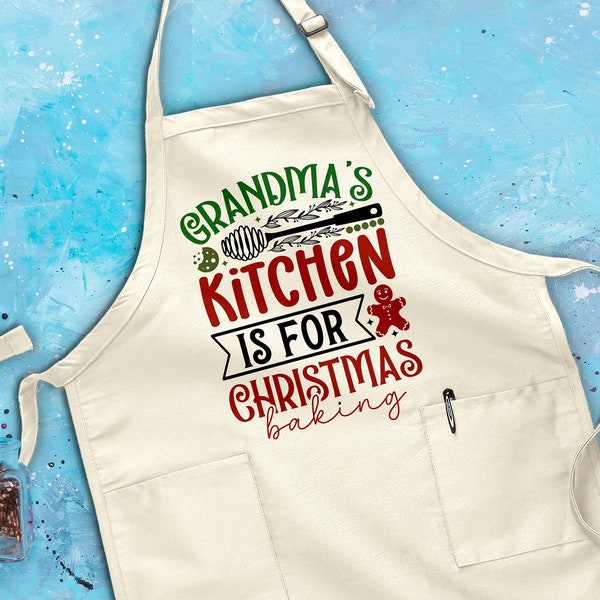 Grandmas Kitchen Apron, Christmas Baking Apron, Grandma Apron, Holiday Cook, Festive Chef, Baker Apron, Gift for Xmas, Christmas Prep