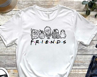 Friends T-shirt, Star Wars Shirt, R2D2 Shirt, Star Wars Characters, Holiday Shirt, Friends Party Shirt, Star Wars Party, Mandalorian Shirt