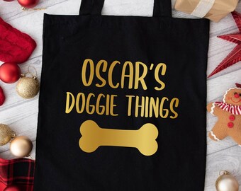 Doggie Tote Bag, Gift For Dog Owner, Pet Accessories, Personalized Tote Bag, Pet Name Bag, Shoulder Bag For Dog Person, Gift For Christmas