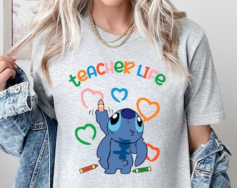 Teacher Life T-shirt, Stitch Shirt, Disney Shirt, Love Shirt, Kindergarten Teacher, Stitch Gifts, Disney Teacher Tee, Teach Love Inspire