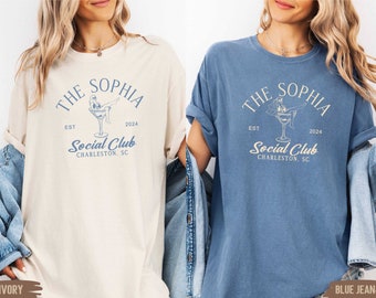 Custom Location Bachelorette T-shirt, Bach Shirt, Social Club Tee, Personalized Bride Shirt, Drinking Tee, Comfort Colors, Bridal Party Gift