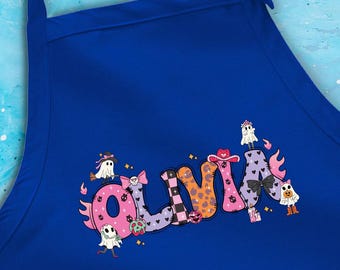 Personalized Spooky Season Apron, Halloween Apron, Ghost Gift, Chef Apron, Spooky Gifts, Gift for Halloween, Cooking Apron, Fall Chef Apron