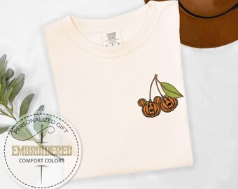 Embroidered Cherry Mickey Disney Pumpkin Disneyworld Shirt, Fall Pumpkin Shirt, Disney Fall Women Gifts, Embroidery Fall Outfit, Fall Vibes