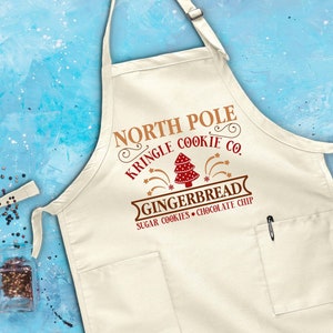 North Pole Kringle Cookies Apron, Christmas Apron, Cookie Apron, Mom Apron, Baking Apron, Gift for Christmas, Christmas Prep, Sugar Cookies