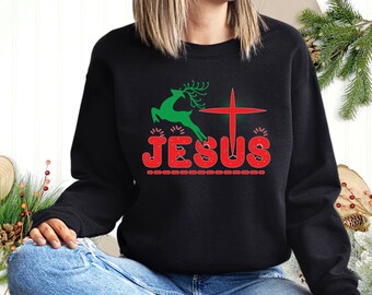 Christmas Jesus Sweatshirt, Jesus Christ Shirt, Merry Christmas, Cozy Winter Sweatshirt, Religious Sweatshirt, Santa Claus, Gift for Xmas