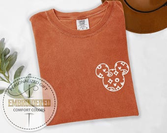 Embroidery Mickey Tshirt, Mickey Head Embroidered Tee, Disney Trip Tshirt, Disneyland Tee, Disney World Tshirt, Comfort Colors Shirt