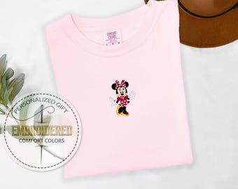 Embroidery Disney Shirt, Mickey Minnie Tshirt, Disneyland Tee, Gift for Her, Disneyworld Tshirt, Comfort Colors, Embroidered Disney Trip