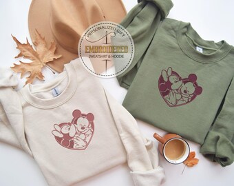 Custom Embroidered Disney Hoodie, Mickey Sweatshirt, Minnie Sweatshirt, Mickey Minnie Kiss, Xoxo Hoodie, Valentine Day Hoodie, Disney Love