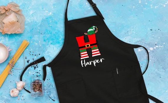 Custom Apron, Christmas Apron, Baking Crew Apron, Elf Family Gifts, Personalized Kitchen Aprons, Gift For Christmas, Custom Name Apron
