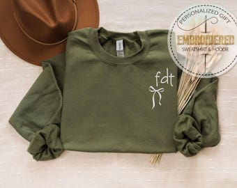 Embroidered FDT Bow Hoodie, FDT Sweatshirt, Democrat Anti MAGA Sweatshirt, Embroidery Anti Trump, Feminist Sweatshirt, Political Hoodie