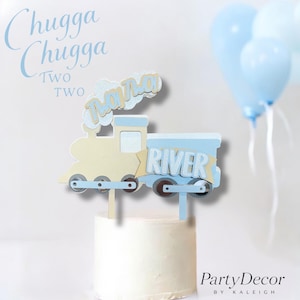 Chugga Chugga Two Two Cake Topper | Personalized Name Birthday Cake Topper | Train Theme Party | 2nd Birthday Party Ideas Choo Choo I&#39;m 2