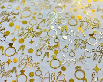 Personalized Confetti w/ 2 Names 100 pcs |She Said Yes Confetti, Engagement Party Confetti, Bridal Confetti, Engagement Party Decor, Rings