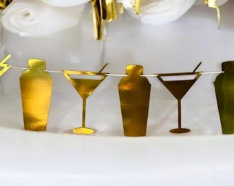 Gold Martini Banner: Cocktail Party Garland