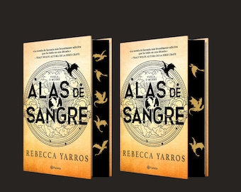 Alas de Sangre: Libro Encantado con Bordes Pintados a Mano, Arte Literario Libro de Alas de Sangre con Detalles Pintados, Viaje Fantástico