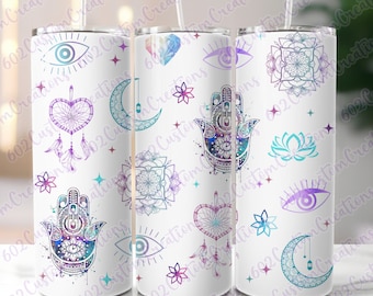 Envoltura para vaso con sublimación de Evileye, protección de energía, chakras, archivos, Mal de Ojo, buenas vibraciones, espiritual, celestial, zodiaco, Hippi Hippis