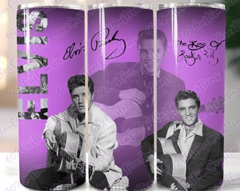 Envoltura para vaso PNG de Elvis Presley / Sublimación / Diseño recto del Rey del Rock and Roll