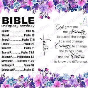 Christian PNG Tumbler Wrap with Bible Emergency Numbers - Instant Access to God&#39;s Promises | Sublimation | Devotional Woman of God Printable