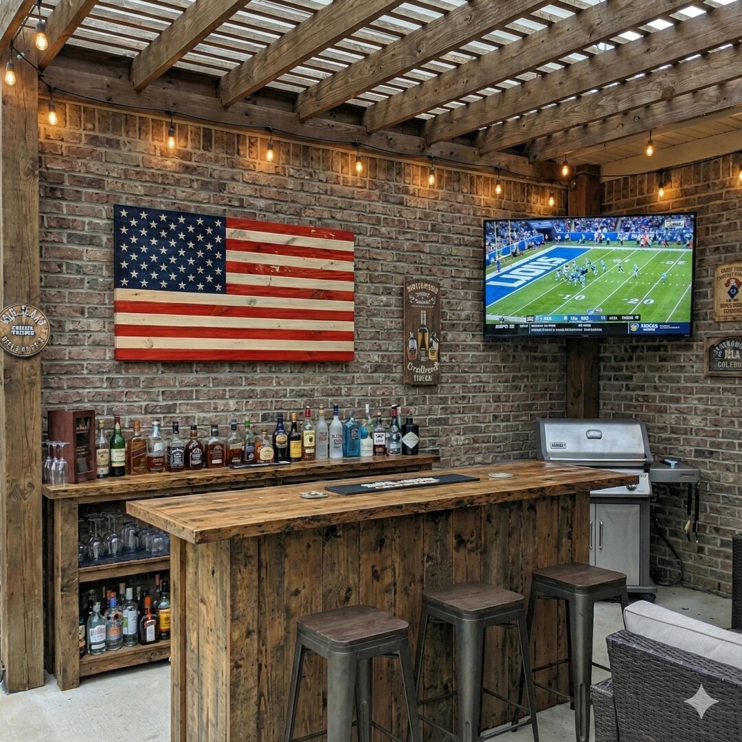 Rustic Handcrafted Wooden American Flag Wall Art – Pine Burnt Finish ...
