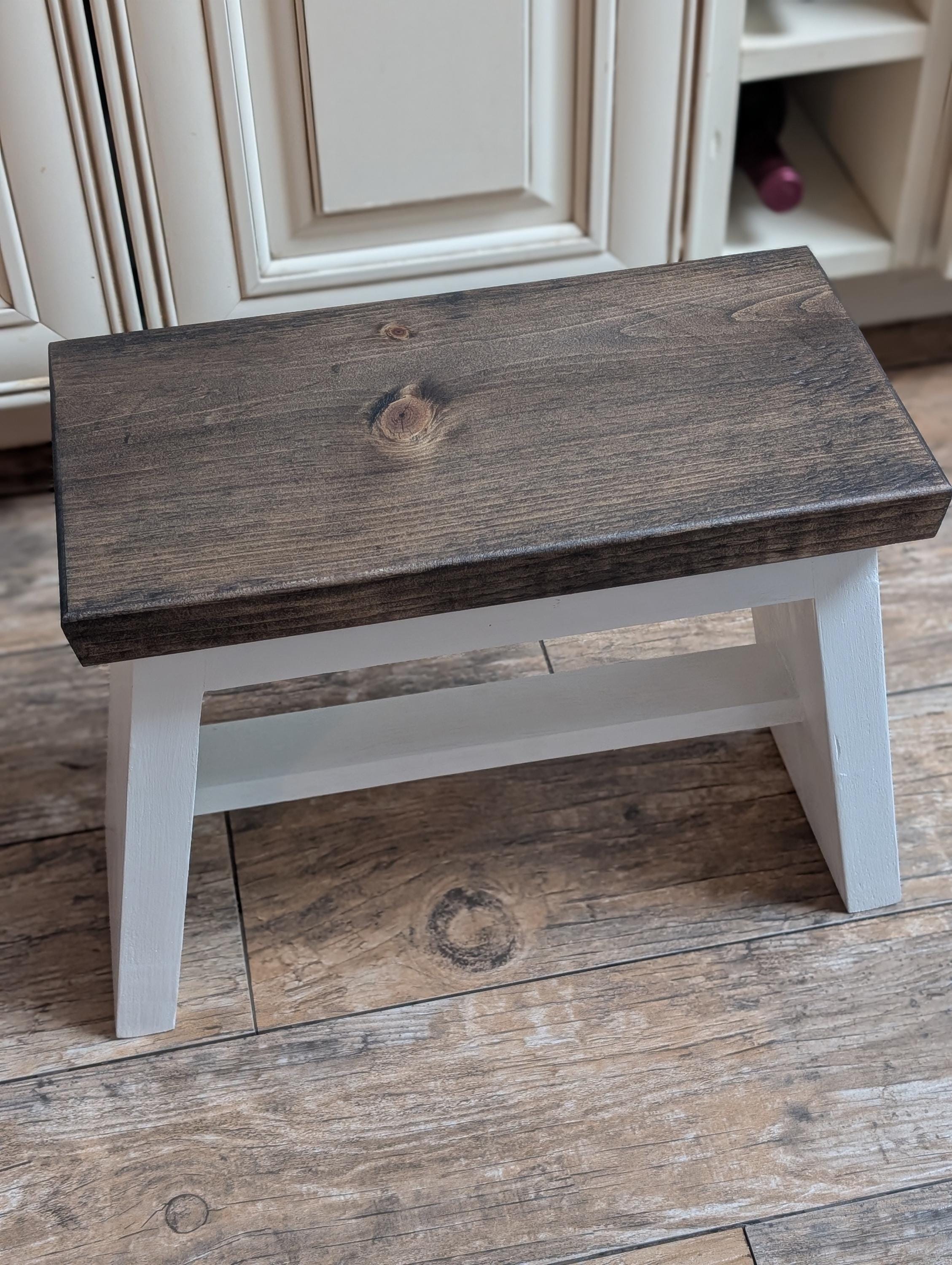 Handcrafted Rustic Wooden Step Stool: Farmhouse Kitchen Decor (15.5x8 ...
