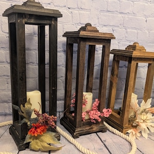Rustic Wood Candle Lantern: Farmhouse Wedding Centerpiece