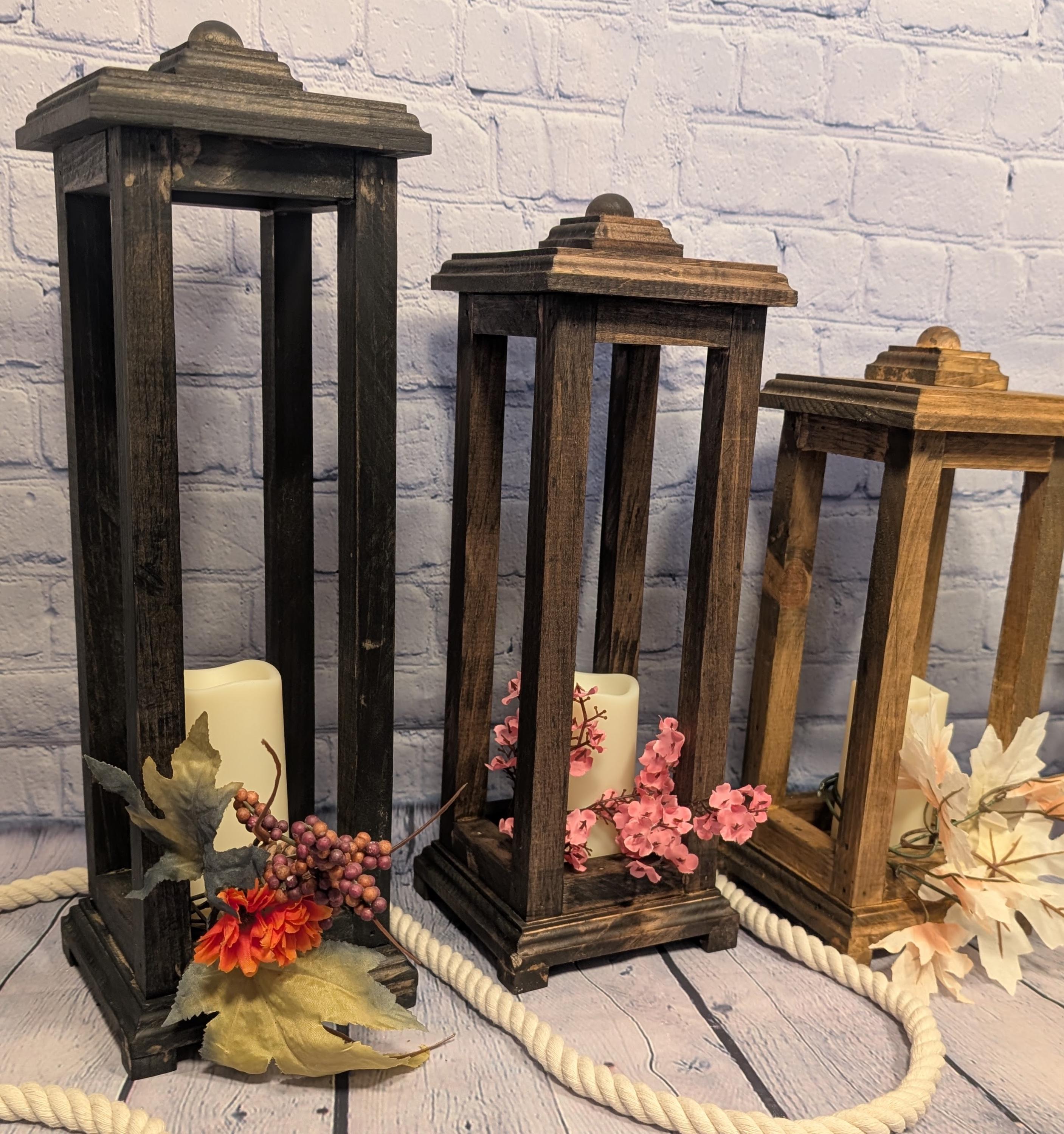 Rustic Wood Candle Lantern: Farmhouse Wedding Centerpiece