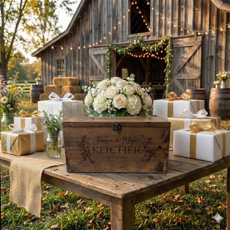 Personalized Wooden Wedding Keepsake Box