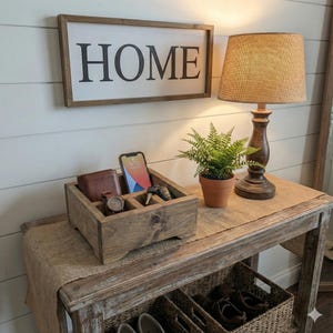 Handcrafted Farmhouse Wood Organizer Box | Rustic Storage Crate | Distressed Wooden Décor | Home Organization