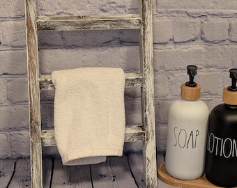 Handcrafted Decorative Countertop Ladder | Rustic Farmhouse Bathroom and Kitchen Décor | Towel & Display Rack