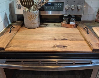Hand Crafted Pine Stove Top Cover: Rustic Farmhouse Noodle Board