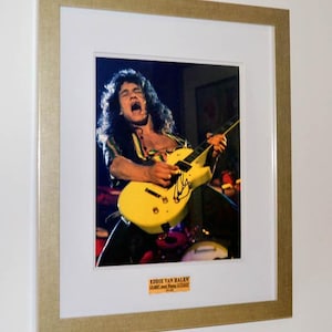 Rare, EDDIE VAN HALEN hand-Signed Original Autograph, Frame, Plaque, Coa, Oversized 11 x 14 Hand-Signed, On-stage Photo,Free Ship