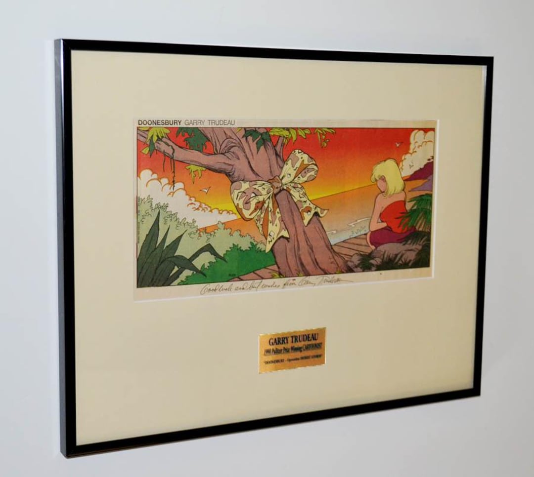 Signed Gary Trudeau Doonesbury Comic Art: 