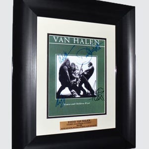 Rare VAN HALEN BAND Signed 4 Original Autographs, Frame, Plaque, Coa, Eddie Van Halen, David Lee Roth, Michael Anthony, Alex Van Halen, Uacc
