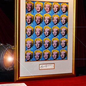 ANDY WARHOL Autograph matted with Marilyn Monroe X25 Art Print, Frame, Cloth Matte & Fillet, Coa from Todd Mueller Autographs, Uacc, Rd#228