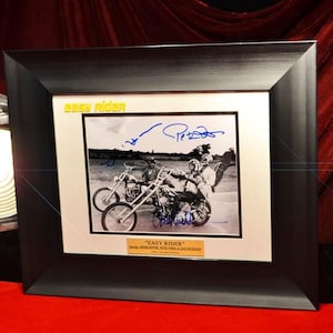 EASY RIDER signed Jack Nicholson, Dennis Hopper, Peter Fonda Autographs, original promo photo, Uacc, DVD, Coa, Free Shipping