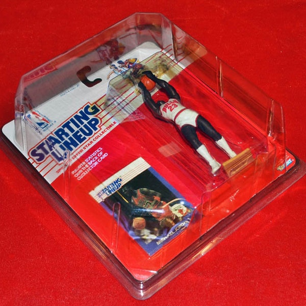 MICHAEL JORDAN 1988 Starting Lineup SLU Action Figure, Chicago Bulls, Rookie R C Card Should grade High, Professionally Stored,