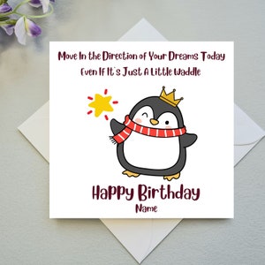 Biglietto d'auguri di pinguino; Carta ispiratrice del Pinguino