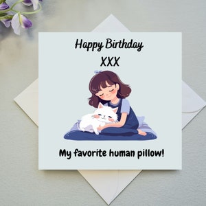 Cartão de aniversário personalizado para dono de gato; cartão de aniversário divertido;