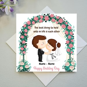 Tarjeta de boda de novios; Tarjeta de boda personalizada