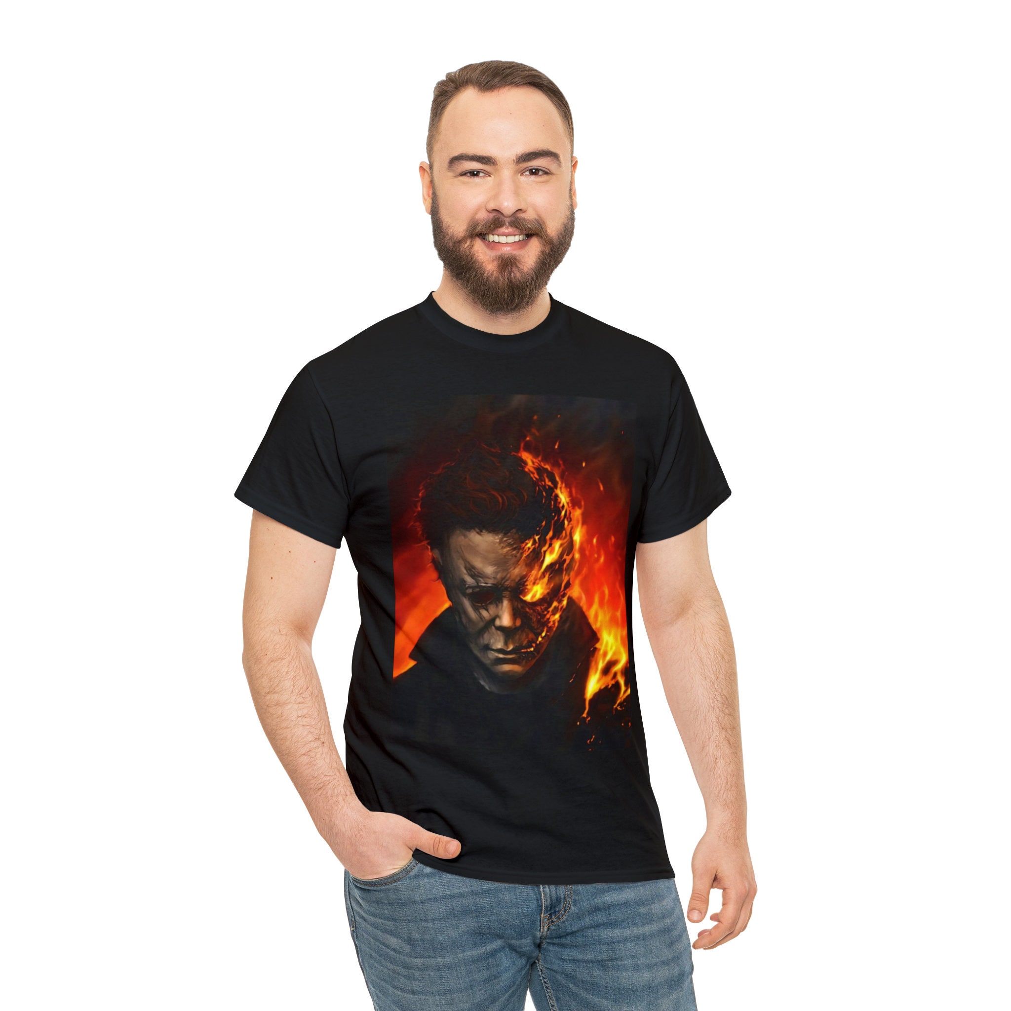 Discover Michael Myers Graphic Tee Creep into Style with our Horror Movie Graphic Tees: Spooky Shirts for Film Fanatics!