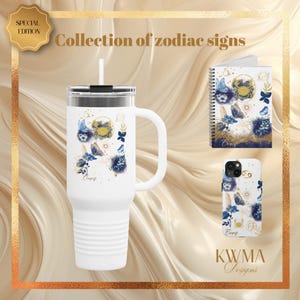 Zodiac Cancer Insulated Travel Mug, 40oz - Horoscope Coffee Cup, Astrology Gift, Stars Constellation Drinkware, Birthday Present