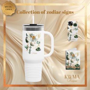 Zodiac Taurus Insulated Travel Mug, 40oz - Horoscope Coffee Cup, Astrology Gift, Stars Constellation Drinkware, Birthday Present