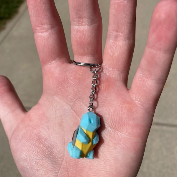 Low-Poly Generation 1 Squirtle Pokémon Starter Keychain